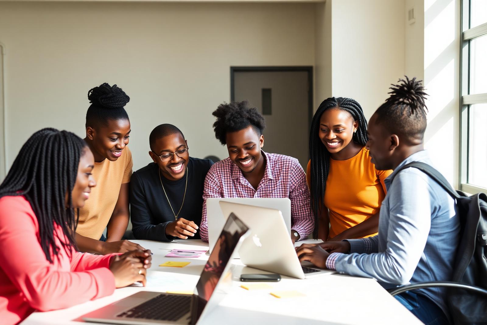 Students collaborating in a campus innovation hub
